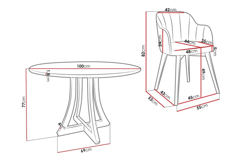 Hollan Spisegruppe Rund Hvit|Svart - Møbler - Bord - Spisegruppe