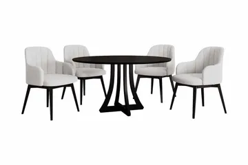 Hollan Spisegruppe Rund Hvit|Svart - Møbler - Bord - Spisegruppe