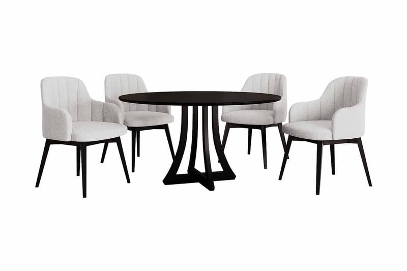 Hollan Spisegruppe Rund Hvit|Svart