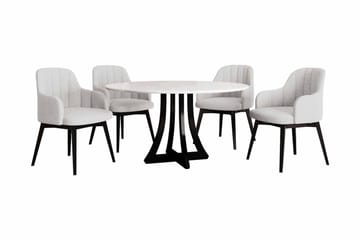 Hollan Spisegruppe Rund Hvit|Svart - Møbler - Bord - Spisegruppe