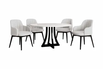 Hollan Spisegruppe Rund Hvit|Svart - Møbler - Bord - Spisegruppe