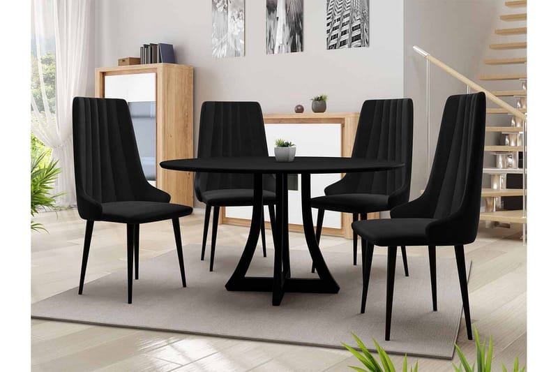 Hollan Spisegruppe Svart - Møbler - Bord - Spisegruppe