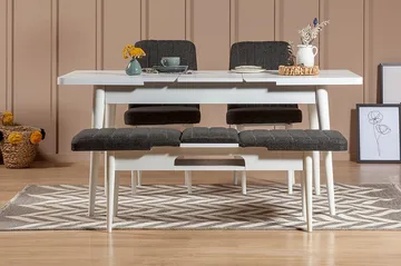 Idehult Spisegruppe 4 deler 75 cm - Hvit / Antrasitt - Møbler - Bord - Spisegruppe