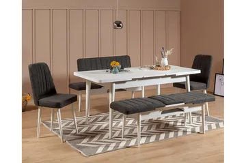 Idehult Spisegruppe 5 deler 75 cm - Hvit / Antrasitt - Møbler - Bord - Spisegruppe