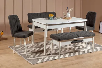 Idehult Spisegruppe 5 deler 75 cm - Hvit / Antrasitt - Møbler - Bord - Spisegruppe