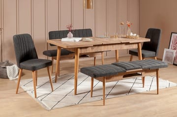 Idehult Spisegruppe 5 deler 75 cm - Tre/natur/Antrasitt - Møbler - Bord - Spisegruppe