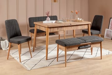 Idehult Spisegruppe 5 deler 75 cm - Tre/natur/Antrasitt - Møbler - Bord - Spisegruppe