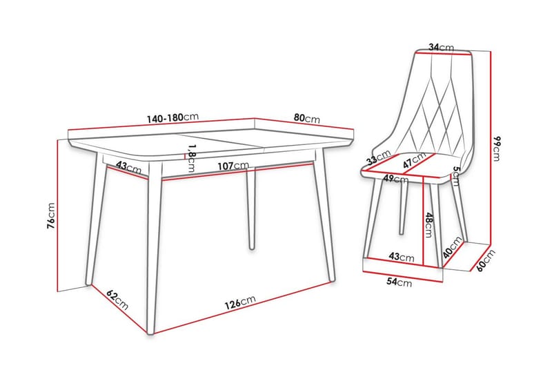 Ingram Spisegruppe Grønn - Møbler - Bord - Spisegruppe