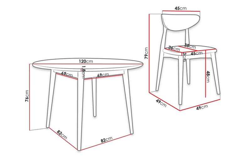 Ingram Spisegruppe Rund Grå - Møbler - Bord - Spisegruppe