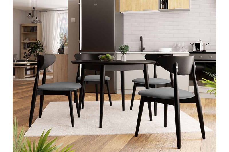 Ingram Spisegruppe Rund Svart - Møbler - Bord - Spisegruppe