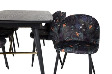 Irunea Forlengningsbar Spisegruppe 180 cm inkl. 6 Sedavi Sto - Svart/Blå - Møbler - Bord - Spisegruppe