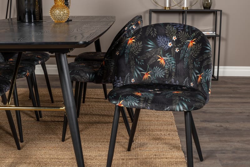 Irunea Forlengningsbar Spisegruppe 180 cm inkl. 6 Sedavi Sto - Svart/Blå - Møbler - Bord - Spisegruppe