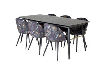 Irunea Forlengningsbar Spisegruppe 180 cm inkl. 6 Sedavi Sto - Svart/Blå - Møbler - Bord - Spisegruppe