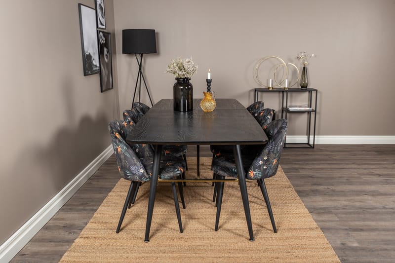 Irunea Forlengningsbar Spisegruppe 180 cm inkl. 6 Sedavi Sto - Svart/Blå - Møbler - Bord - Spisegruppe