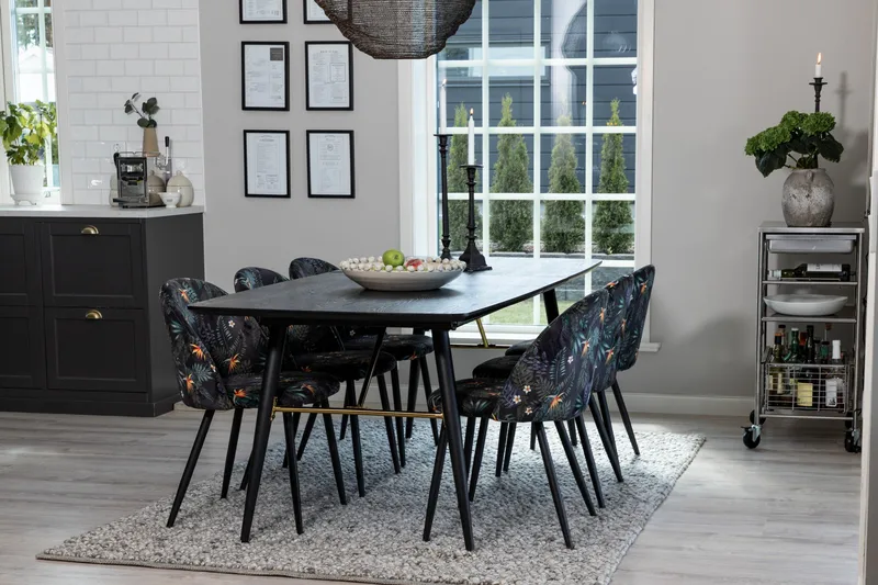 Irunea Forlengningsbar Spisegruppe 180 cm inkl. 6 Sedavi Sto - Svart/Blå - Møbler - Bord - Spisegruppe