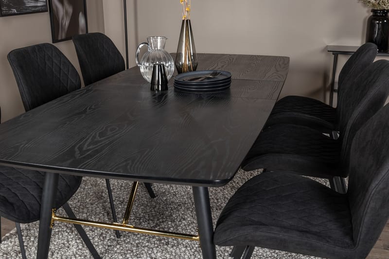 Irunea Forlengningsbar Spisegruppe 180 cm inkl. 6 Sumoas Sto - Svart - Møbler - Bord - Spisegruppe