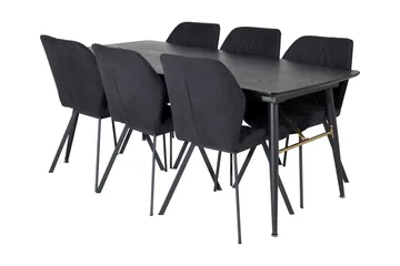 Irunea Forlengningsbar Spisegruppe 180 cm inkl. 6 Sumoas Sto - Svart - Møbler - Bord - Spisegruppe