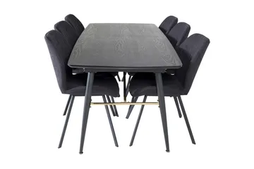 Irunea Forlengningsbar Spisegruppe 180 cm inkl. 6 Sumoas Sto - Svart - Møbler - Bord - Spisegruppe