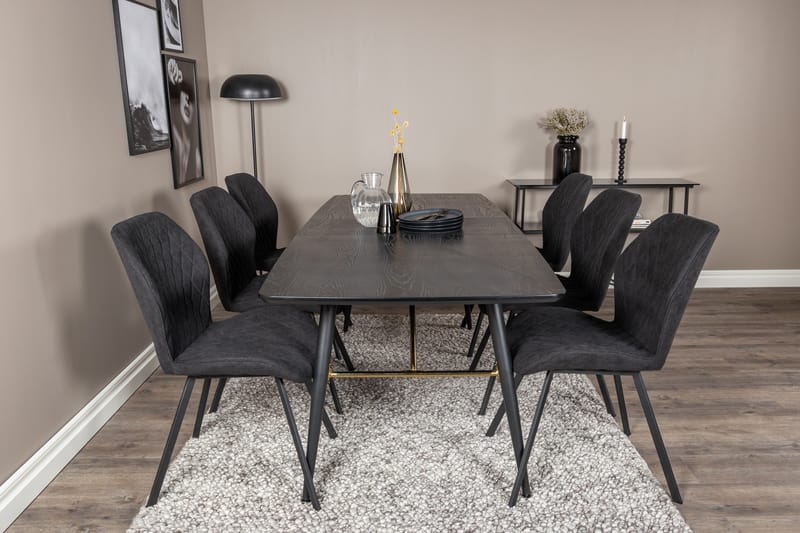 Irunea Forlengningsbar Spisegruppe 180 cm inkl. 6 Sumoas Sto - Svart - Møbler - Bord - Spisegruppe