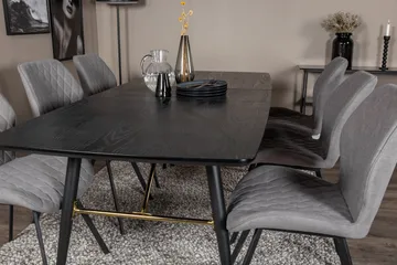 Irunea Forlengningsbar Spisegruppe 180 cm inkl. 6 Sumoas Sto - Svart/Grå - Møbler - Bord - Spisegruppe