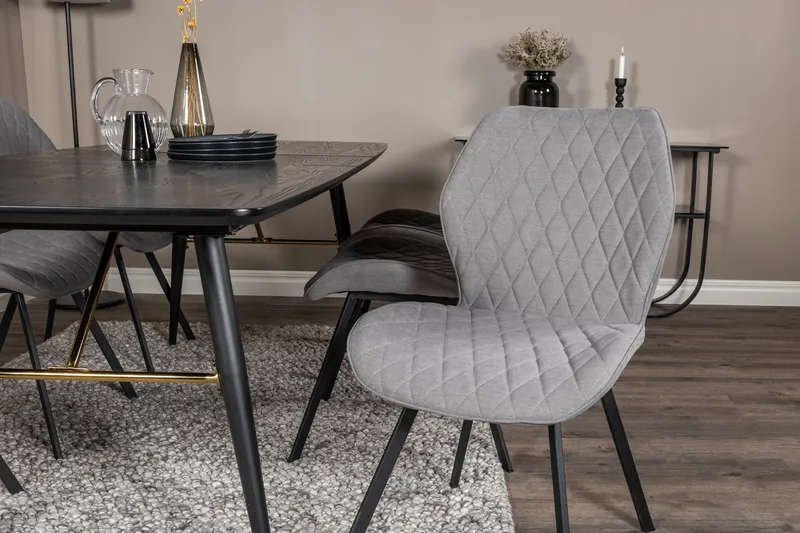 Irunea Forlengningsbar Spisegruppe 180 cm inkl. 6 Sumoas Sto - Svart/Grå - Møbler - Bord - Spisegruppe