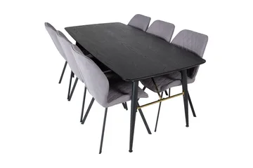 Irunea Forlengningsbar Spisegruppe 180 cm inkl. 6 Sumoas Sto - Svart/Grå - Møbler - Bord - Spisegruppe