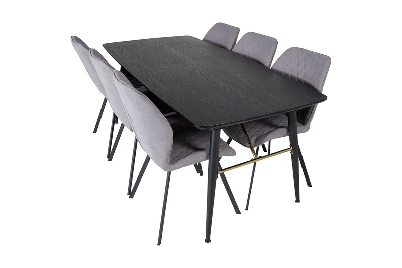 Irunea Forlengningsbar Spisegruppe 180 cm inkl. 6 Sumoas Sto - Svart/Grå - M øbler - Bord - Spisegruppe