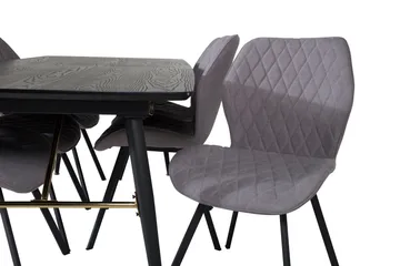 Irunea Forlengningsbar Spisegruppe 180 cm inkl. 6 Sumoas Sto - Svart/Grå - Møbler - Bord - Spisegruppe