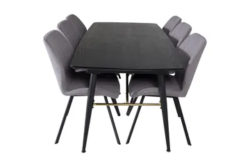Irunea Forlengningsbar Spisegruppe 180 cm inkl. 6 Sumoas Sto - Svart/Grå - Møbler - Bord - Spisegruppe