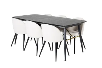 Irunea Forlengningsbar Spisegruppe 180 cm inkl. 6 Valera Sto - Svart/Beige/Cordfløyel - Møbler - Bord - Spisegruppe