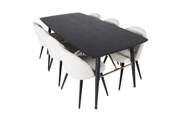 Irunea Forlengningsbar Spisegruppe 180 cm inkl. 6 Valera Sto - Svart/Beige/Cordfløyel - Møbler - Bord - Spisegruppe