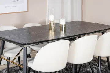 Irunea Forlengningsbar Spisegruppe 180 cm inkl. 6 Valera Sto - Svart/Beige/Cordfløyel - Møbler - Bord - Spisegruppe