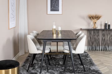 Irunea Forlengningsbar Spisegruppe 180 cm inkl. 6 Valera Sto - Svart/Beige/Cordfløyel - Møbler - Bord - Spisegruppe