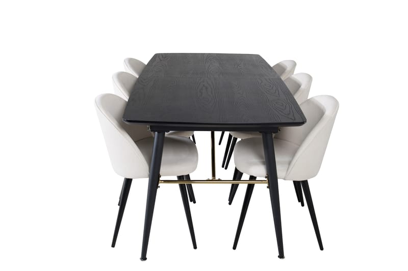 Irunea Forlengningsbar Spisegruppe 180 cm inkl. 6 Valera Sto - Svart/Beige/Cordfløyel - Møbler - Bord - Spisegruppe