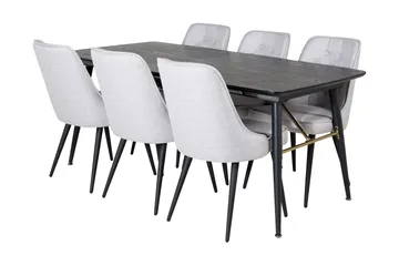 Irunea Forlengningsbar Spisegruppe 180 cm inkl. 6 Valera Sto - Svart/Grå - Møbler - Bord - Spisegruppe
