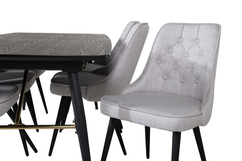Irunea Forlengningsbar Spisegruppe 180 cm inkl. 6 Valera Sto - Svart/Grå - M øbler - Bord - Spisegruppe