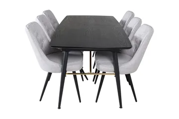 Irunea Forlengningsbar Spisegruppe 180 cm inkl. 6 Valera Sto - Svart/Grå - Møbler - Bord - Spisegruppe