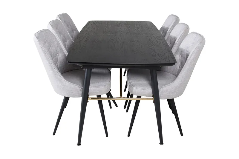 Irunea Forlengningsbar Spisegruppe 180 cm inkl. 6 Valera Sto - Svart/Grå - Møbler - Bord - Spisegruppe
