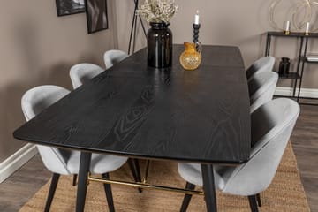Irunea Forlengningsbar Spisegruppe 180 cm inkl. 6 Valeri Sto - Svart/Grå/Cordfløyel - Møbler - Bord - Spisegruppe
