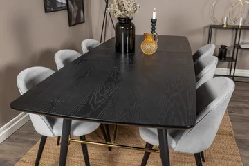 Irunea Forlengningsbar Spisegruppe 180 cm inkl. 6 Valeri Sto - Svart/Grå/Cordfløyel - Møbler - Bord - Spisegruppe