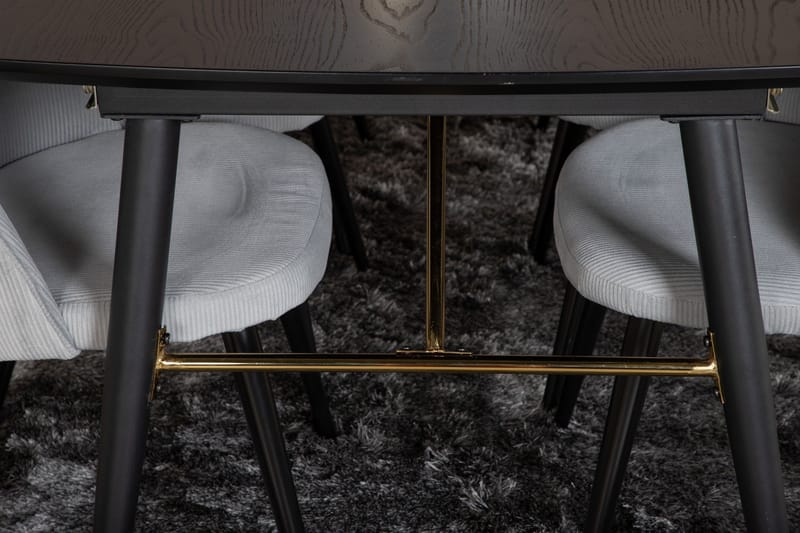 Irunea Forlengningsbar Spisegruppe 180 cm inkl. 6 Valeri Sto - Svart/Grå/Cordfløyel - Møbler - Bord - Spisegruppe