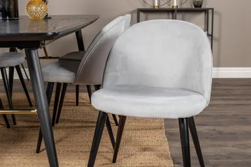 Irunea Forlengningsbar Spisegruppe 180 cm inkl. 6 Valeri Sto - Svart/Grå/Cordfløyel - Møbler - Bord - Spisegruppe