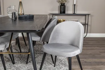 Irunea Forlengningsbar Spisegruppe 180 cm inkl. 6 Valerie St - Svart/Lysegrå - Møbler - Bord - Spisegruppe