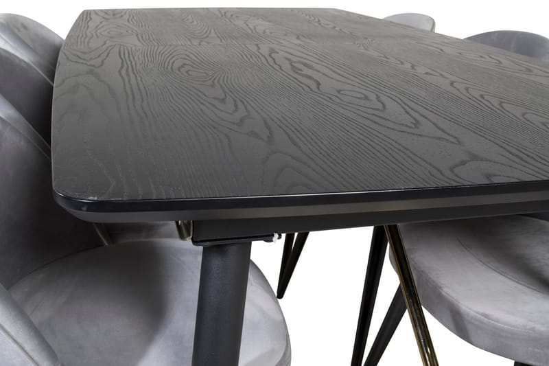 Irunea Forlengningsbar Spisegruppe 180 cm inkl. 6 Valerie St - Svart/Lysegrå - Møbler - Bord - Spisegruppe