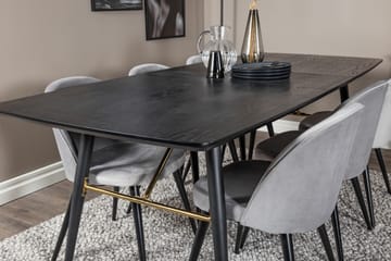 Irunea Forlengningsbar Spisegruppe 180 cm inkl. 6 Valerie St - Svart/Lysegrå - Møbler - Bord - Spisegruppe