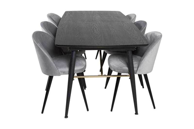 Irunea Forlengningsbar Spisegruppe 180 cm inkl. 6 Valerie St - Svart/Lysegrå - Møbler - Bord - Spisegruppe