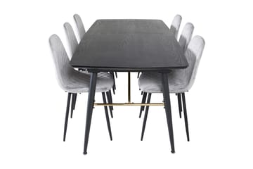 Irunea Forlengningsbar Spisegruppe 180 cm inkl. 6 Ypas Stole - Grå/Svart - Møbler - Bord - Spisegruppe