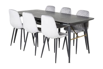Irunea Forlengningsbar Spisegruppe 180 cm inkl. 6 Ypas Stole - Grå/Svart - Møbler - Bord - Spisegruppe