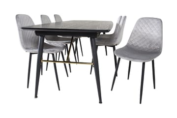 Irunea Forlengningsbar Spisegruppe 180 cm inkl. 6 Ypas Stole - Grå/Svart - Møbler - Bord - Spisegruppe