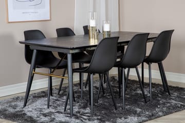 Irunea Forlengningsbar Spisegruppe 180 cm inkl. 6 Ypas Stole - Svart - Møbler - Bord - Spisegruppe
